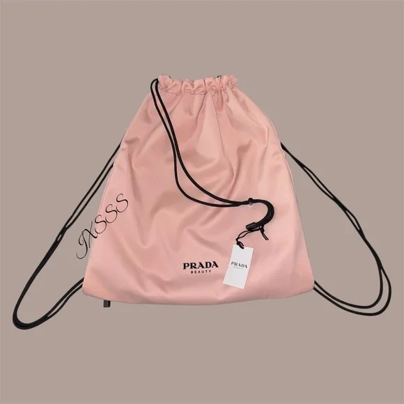 Prada Beauty Pink Drawstring Backpack Bag Pouch Prada Beauty VIP GWP Black & Pink Reversible Drawstring  main image 3